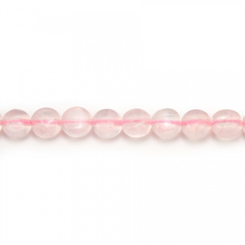 Quartzo rosa, redondo e plano, 6mm x 40cm