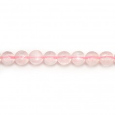 Quartz rose, de forme ronde et plate, 6mm x 40cm