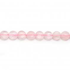 Quartz rose, de forme ronde facetté et plate, 6mm x 40cm