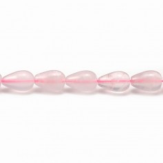Quartz rose goutte 8x12mm x 40cm