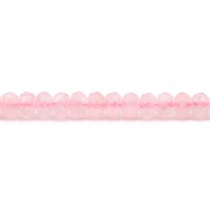 Quartz rose rondelle facette 3.5x6.5mm x 40 cm 