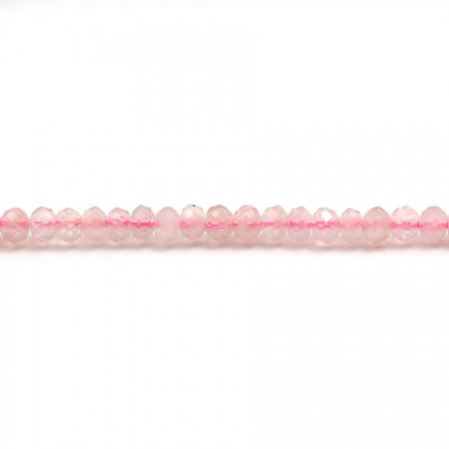 Rose quartz  facet rondelle 3x4mm x 40cm 