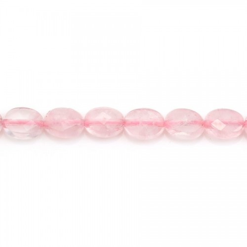 Quartz rose, de forme oval facette, 6x8mm x 39cm