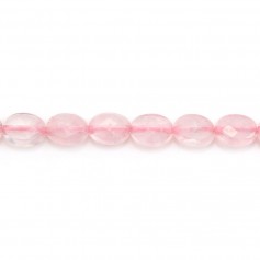 Quartz rose, de forme oval facette, 6x8mm x 39cm