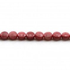 Rhodonite, de forme ronde plate facetté 6mm x 6pcs