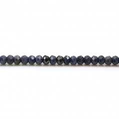 Saphir bleu foncé, en forme de rondelle facetté 3 * 4mm x 39 cm