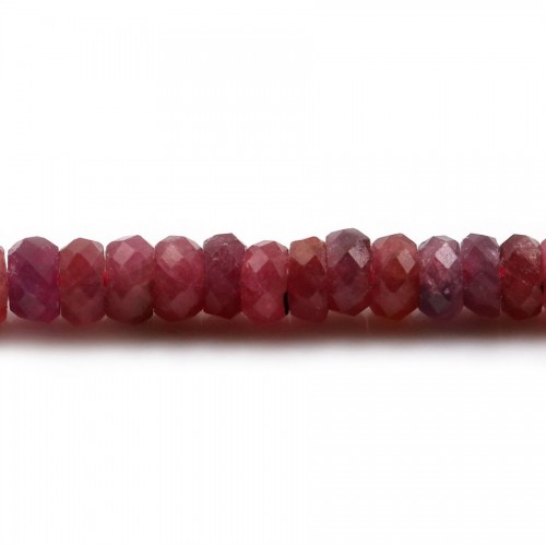 Rubis rouge,en forme de rondelle facette 3x5mm x 40cm