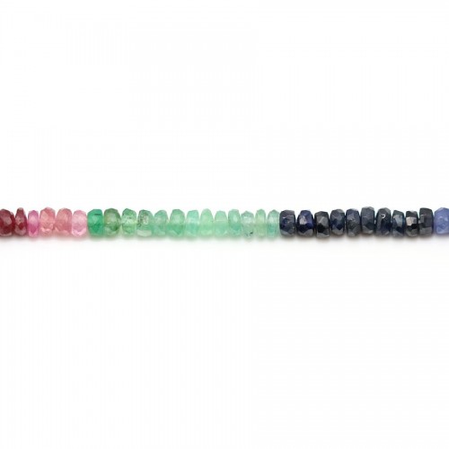 Rubino, zaffiro, smeraldo sfaccettatura rotonda 1x3mm x 40cm