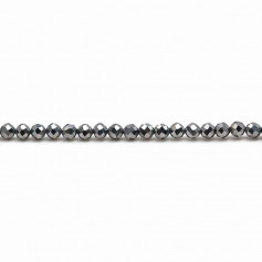 Terahertz de couleur grise, de forme ronde facetté, 3mm x 20pcs