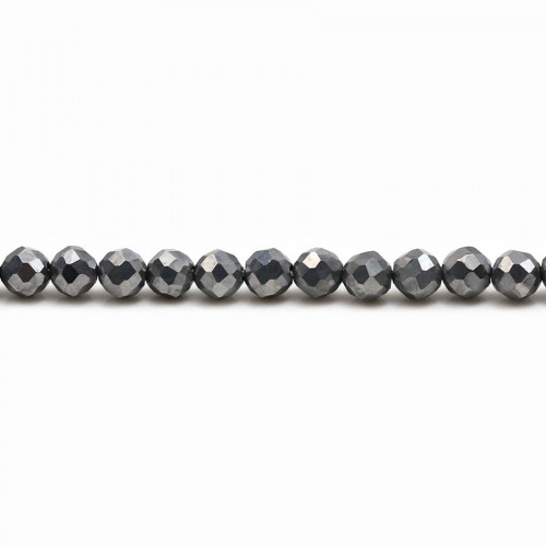 Terahertz in gray color, in round faceted shape, 4mm x 10pcs