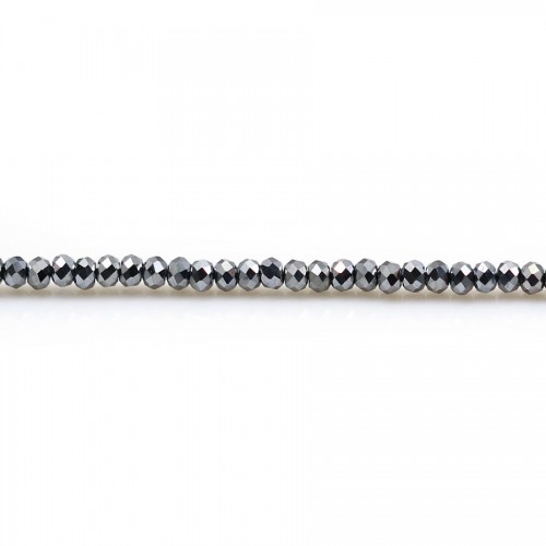 Terahertz de couleur grise, en forme de rondelle facetté, 1.2 * 1.8mm x 39cm