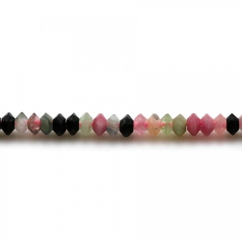 Tourmaline rondelle boulier facette 2x3mm sur fil 39cm