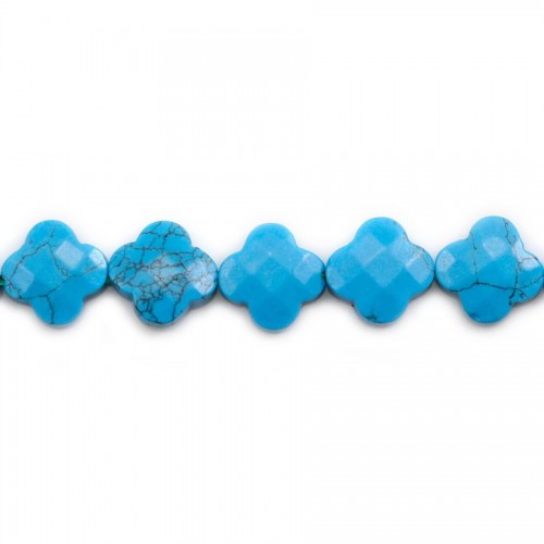 Turquoise reconstitué trèfle facette 13 mm x 40cm