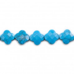 Turquoise reconstitué trèfle facette 13 mm x 40cm