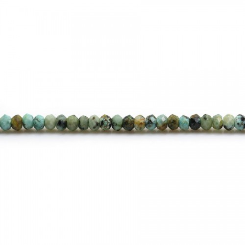 Turchese africano sfaccettato rotondo, 2x3 mm x 39 cm