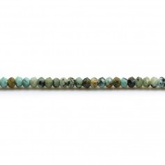 Turquoise africaine, en forme de rondelle facetté, 2 * 3.5mm x 39 cm