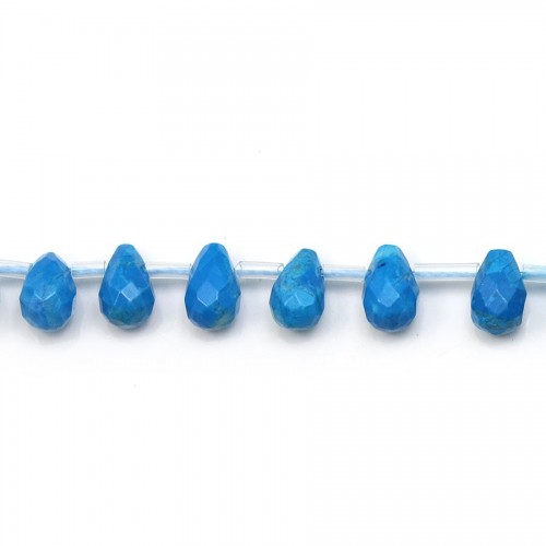 Turquoise reconstitué, en forme de goutte facetté 6x9mm x 4pcs