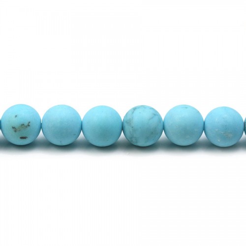 Turquoise reconstitué matte de forme ronde, mesurant 8mm x 10pcs