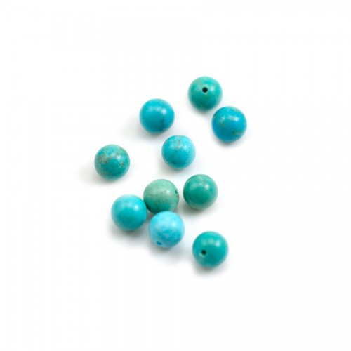 Aquamarine half drilled round 6mm x 2pcs 