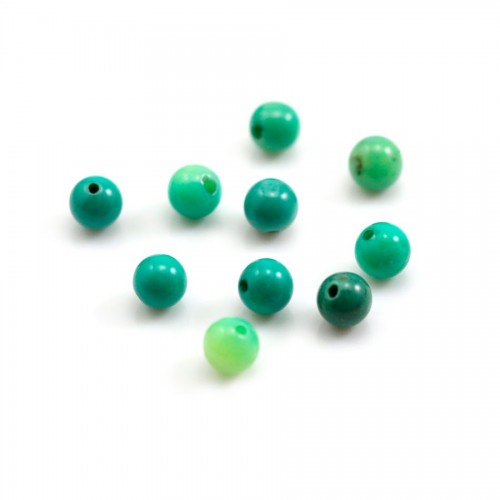 Green grass agate, half drilled, round 6mm x 4pcs