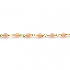 Chaîne Argent Doré avec pierre de soleil en 4mm x 20cm