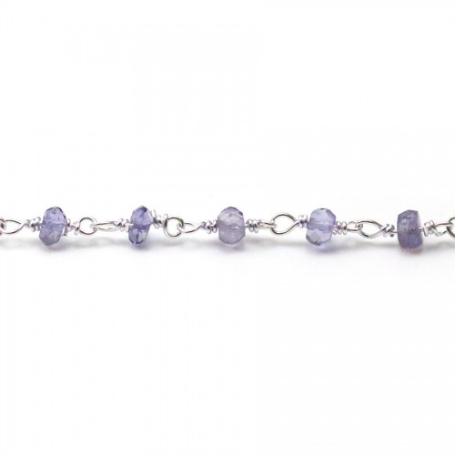Chaîne Argent  avec Iolite en 3-4mm x 20cm