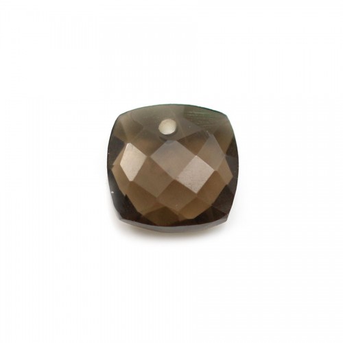 Pendant smoked quartz squared faceted 10mm x 1pc