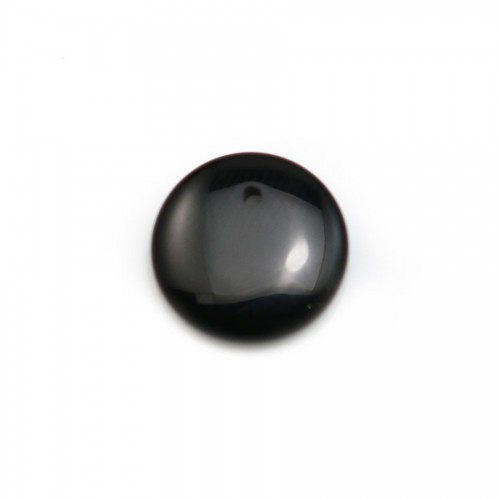 Pendant black agate round 16mm x 1pc