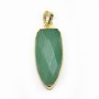 Pendentif d'aventurine, en forme de goutte pointu, serti en métal doré, 15 * 34mm x 1pc