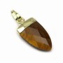 Pendentif en oeil de tigre, serti en métal doré, 10 * 18mm x 1pc
