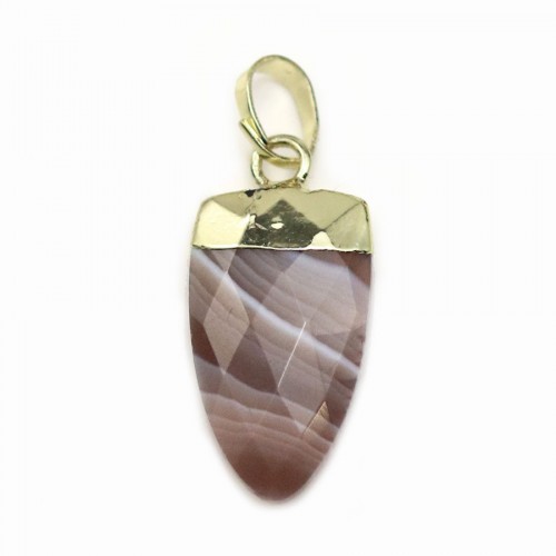 Pendentif en agate bostwana, serti en métal doré, 10 * 18mm x 1pc