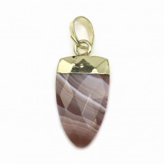 Pendentif en agate bostwana, serti en métal doré, 10 * 18mm x 1pc