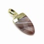 Pendentif en agate bostwana, serti en métal doré, 10 * 18mm x 1pc