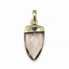 Pendentif en quartz fumé, serti en métal doré, 10 * 18mm x 1pc