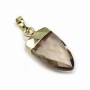 Pendentif en quartz fumé, serti en métal doré, 10 * 18mm x 1pc