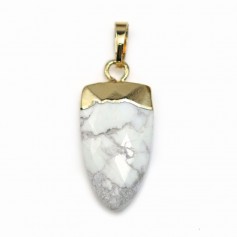 Pendentif en howlite, serti en métal doré, 10 * 18mm x 1pc