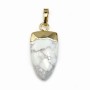 Pendentif en howlite, serti en métal doré, 10 * 18mm x 1pc