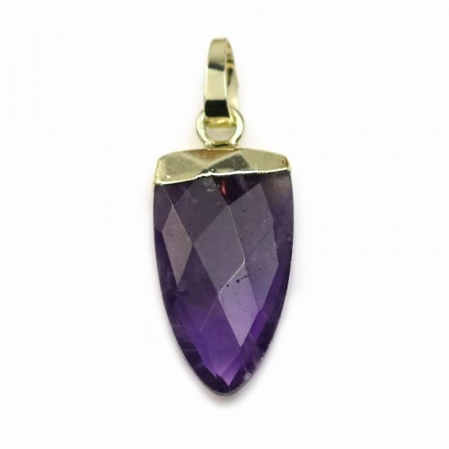 Pendant in amethyste, set in gold metal, 10 * 18mm x 1pc