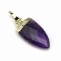 Pendentif en améthyste, serti en métal doré, 10 * 18mm x 1pc