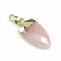 Pendentif en quartz rose, serti en métal doré, 10 * 18mm x 1pc