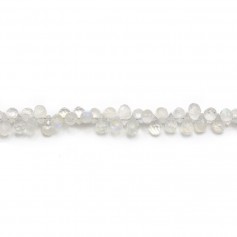 Moonstone, in the shape of a faceted briolette, 3.5 * 5.5mm x 22cm