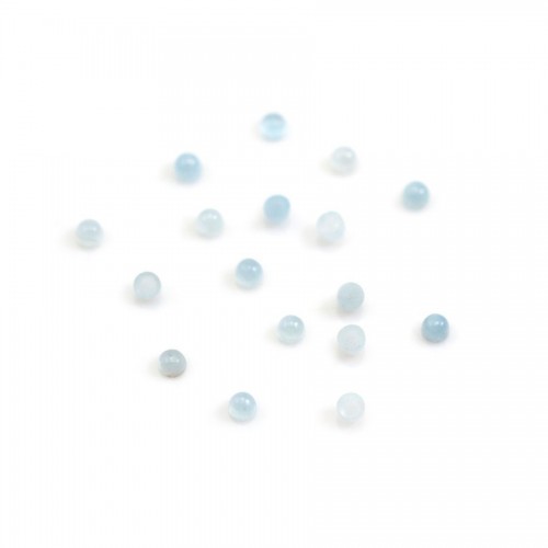 Cabochon aigue marine rond 2mm x 6pcs