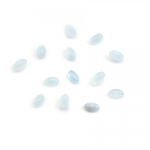 Cabochon aigue marine ovale 3x5mm x 4pcs