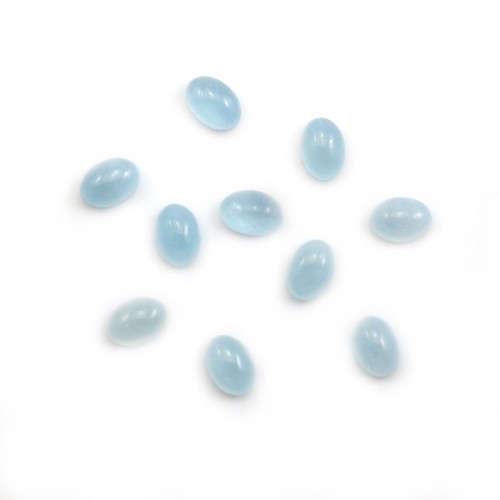 Aquamarine oval-shaped cabochon measuring 5x7mm x 1pc