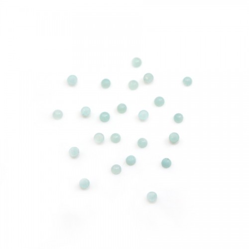 Cabochon bleu d'amazonite, de forme ronde, 2mm x 10pcs