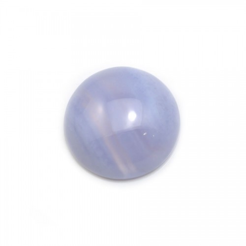 Cabochon de calcédoine bleu, de forme ronde, 14mm x 1pc