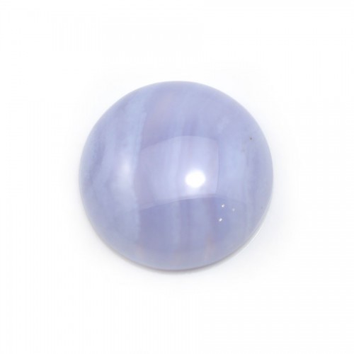 Cabochon de calcédoine bleu, de forme ronde, 16mm x 1pc