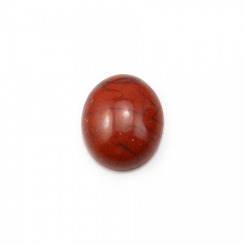 Cabochon of red jasper, in oval shape, 10 * 12mm x 4 pcs