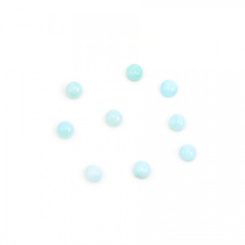 Cabochon de larimar, de forme ronde, 3mm x 1pc