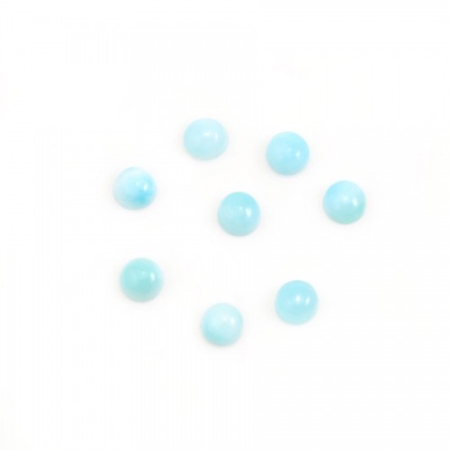Cabochon de larimar, de forme ronde, 4mm x 1pc